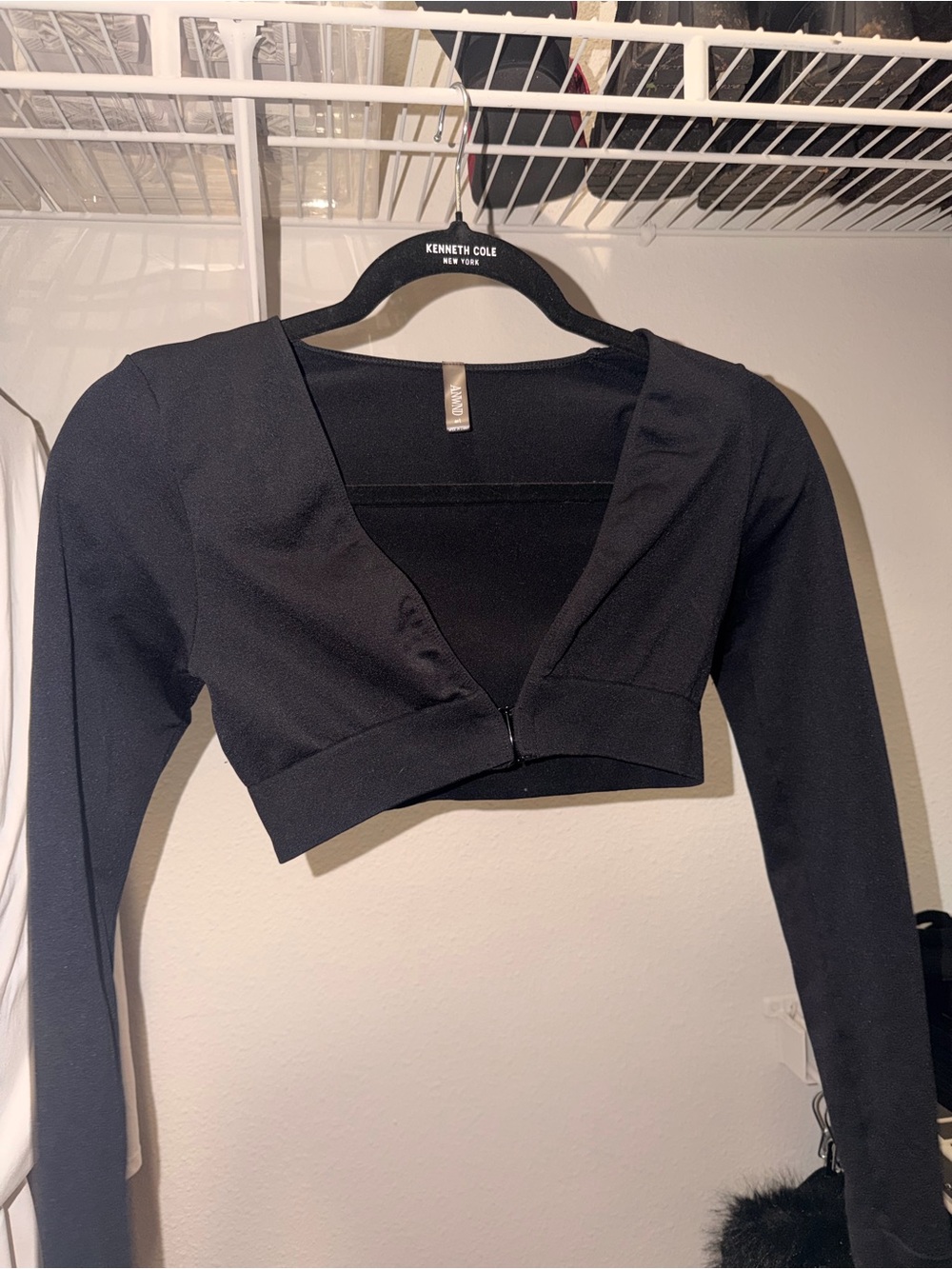 Black Cropped Long-Sleeve Bolero Top
